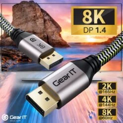 8K DisplayPort Cable - DP 1.4 Cable - 8K@60Hz / 4K@144Hz / 2K@165Hz, Braided(Gearit 8k Displayport Cable Dp 1 4 Cable 8k 60hz 4k 144hz 2k 165hz Braided) -GEARit Store 2 1 0bc338c6 0345 40ff b18d c999315f2157