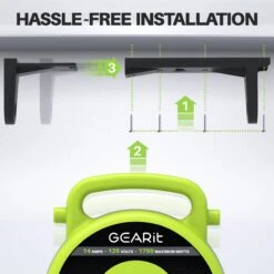 12AWG Retractable Cord Reel With Ceiling Mount, 40 Feet(Gearit 12 Awg 14 Amps 40 Feet Retractable Power Extension Cord Reel With Ceiling Mount Ul Listed 3 Outlets) -GEARit Store 40FT Reel 7