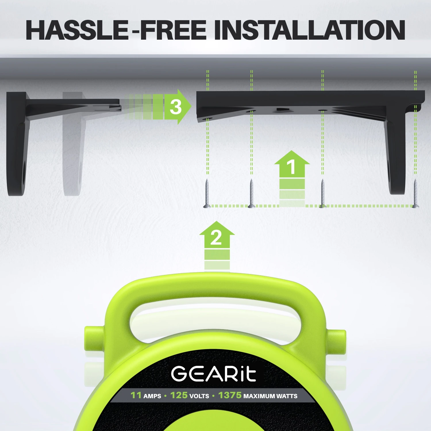 14AWG Retractable Cord Reel With Ceiling Mount, 45 Feet(Gearit 14 Awg 11 Amps 45 Feet Retractable Power Extension Cord Reel With Ceiling Mount Ul Listed 3 Outlets) 7 14AWG Retractable Cord Reel With Ceiling Mount, 45 Feet(Gearit 14 Awg 11 Amps 45 Feet Retractable Power Extension Cord Reel With Ceiling Mount Ul Listed 3 Outlets) - Image 7