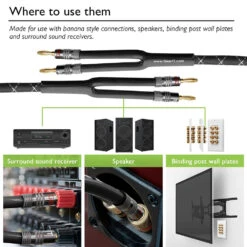 12 AWG Speaker Wire Cable With Banana Plugs(Gearit 12 Gauge Premium Heavy Duty Braided Speaker Wire Dual Gold Plated Banana Plug Tips Ofc Oxygen Free Copper Cable 12awg Black) -GEARit Store 710kL2wfWEL. SL1000