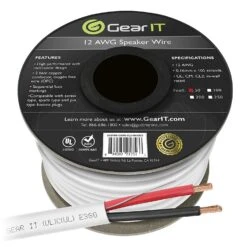14 AWG In Wall Speaker Wire - CL2 Rated - Oxygen Free Copper (OFC), White(Gearit 14 Gauge Speaker Wire Cl2 Rated In Wall Ofc Oxygen Free Copper Cable 99 7 Home Theatre Car Speakers More 14 Awg Pro Series Cl2)