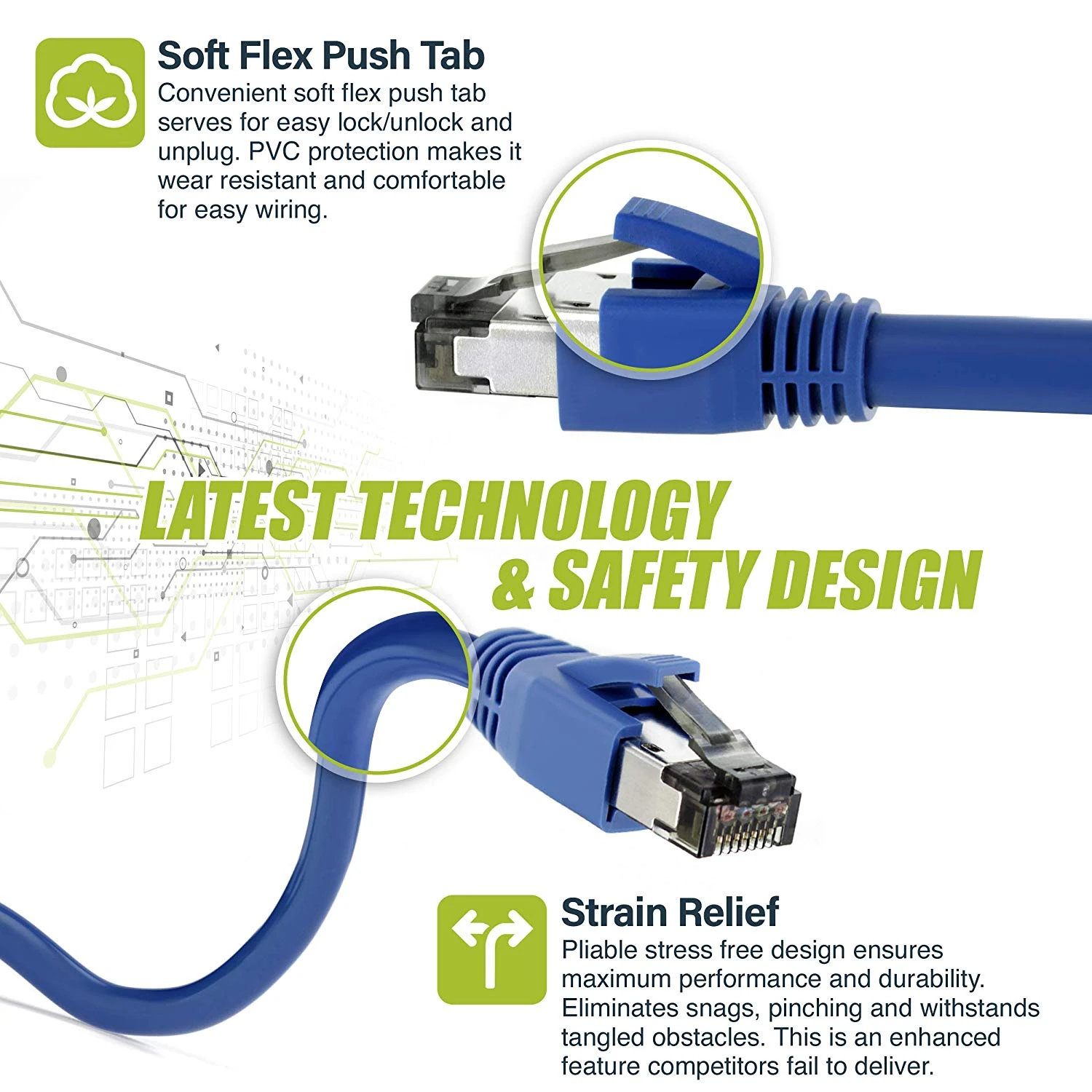 Cat8 Ethernet Patch Cable - S/FTP - 24 AWG - 10Gbps/25Gbps/40Gpbs, 2GHz 2000Mhz, Blue(Gearit Cat8 Ethernet Patch Cable S Ftp 24awgm 10gbps 25gbps 40gpbs 2ghz 2000mhz Category8 Blue) 4 Cat8 Ethernet Patch Cable - S/FTP - 24 AWG - 10Gbps/25Gbps/40Gpbs, 2GHz 2000Mhz, Blue(Gearit Cat8 Ethernet Patch Cable S Ftp 24awgm 10gbps 25gbps 40gpbs 2ghz 2000mhz Category8 Blue) - Image 4