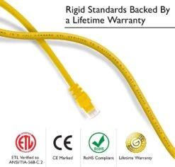Cat6 Ethernet Patch Cable - Snagless RJ45, Stranded, 550Mhz, UTP, Pure Bare Copper Wire, 24AWG- Yellow(Gearit Cat6 Ethernet Patch Cable Snagless Rj45 Stranded 550mhz Utp Pure Bare Copper Wire 24awg Yellow) -GEARit Store 81j4a JOMqL. AC SL1500