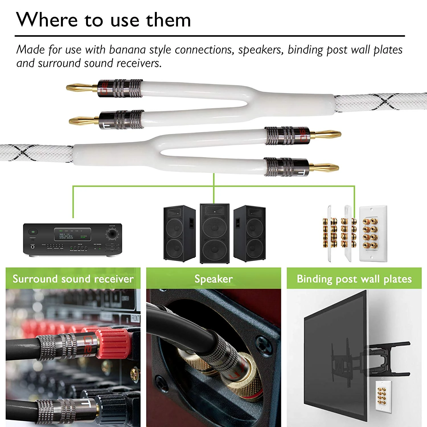 14 AWG Speaker Wire Cable With Banana Plugs(Gearit 14 Gauge Premium Heavy Duty Braided Speaker Wire Dual Gold Plated Banana Plug Tips Ofc Oxygen Free Copper Cable 14awg) 10 14 AWG Speaker Wire Cable With Banana Plugs(Gearit 14 Gauge Premium Heavy Duty Braided Speaker Wire Dual Gold Plated Banana Plug Tips Ofc Oxygen Free Copper Cable 14awg) - Image 10