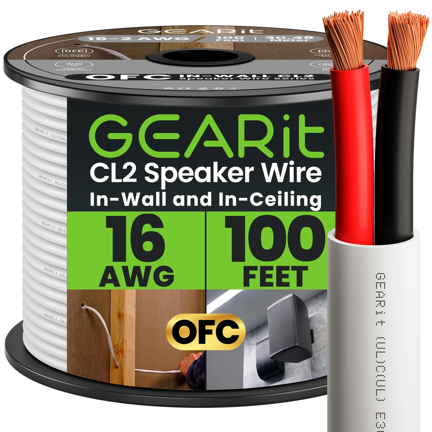 16 AWG In Wall Speaker Wire - CL2 Rated - Oxygen Free Copper (OFC), White(Gearit 16 Gauge Speaker Wire Cl2 Rated In Wall Ofc Oxygen Free Copper Cable Home Theatre Car Speakers More 16 Awg Pro Series Cl2) 8 16 AWG In Wall Speaker Wire - CL2 Rated - Oxygen Free Copper (OFC), White(Gearit 16 Gauge Speaker Wire Cl2 Rated In Wall Ofc Oxygen Free Copper Cable Home Theatre Car Speakers More 16 Awg Pro Series Cl2) - Image 8
