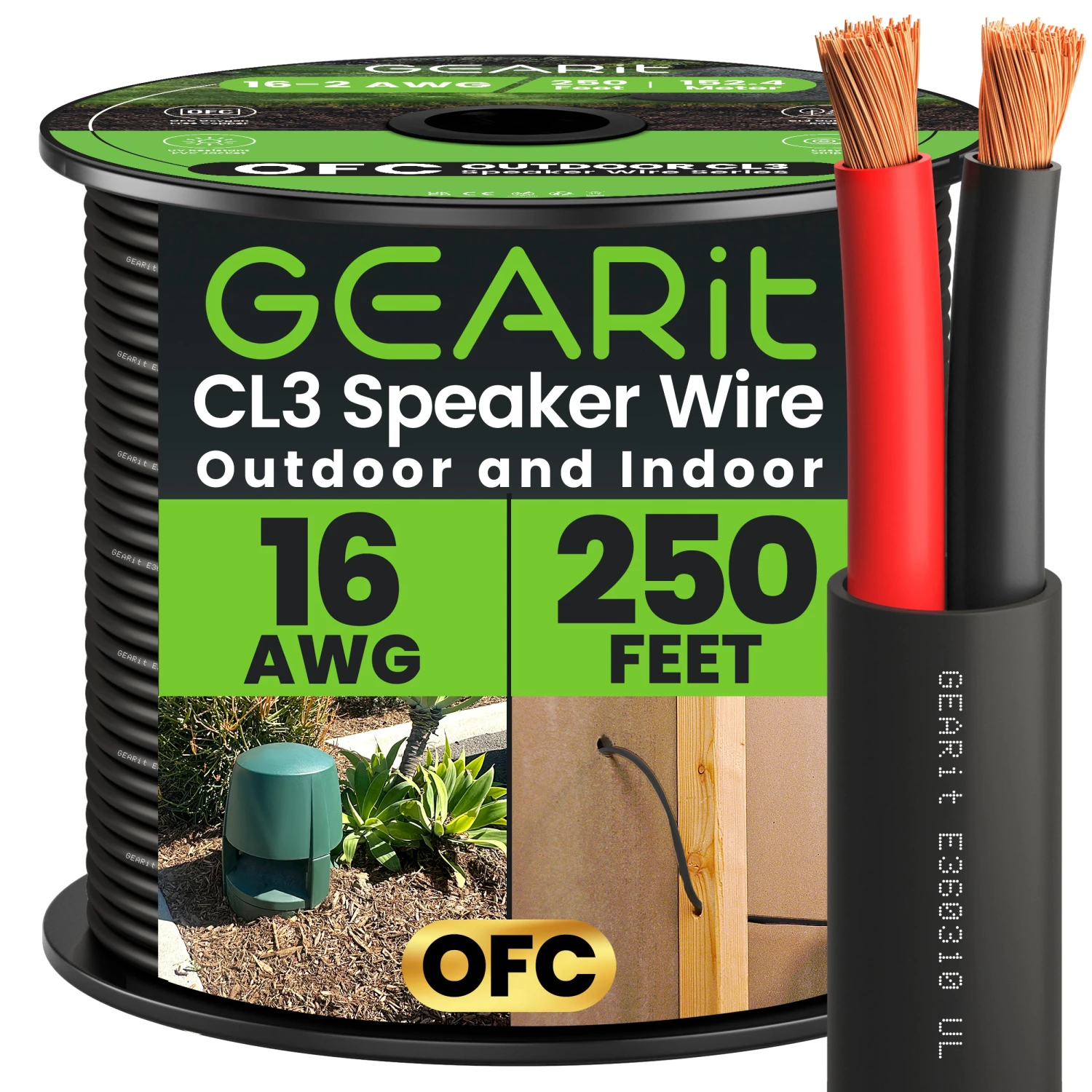 16 AWG Direct Burial Outdoor Speaker Wire - CL3 Rated - Oxygen Free Copper (OFC), Black(Gearit 16 Gauge Outdoor Speaker Wire Cl3 Rated Direct Burial In Wall Ofc Oxygen Free Copper Cable Home Theatre Car Speakers More 16 Awg Pro Series Cl3) 8 16 AWG Direct Burial Outdoor Speaker Wire - CL3 Rated - Oxygen Free Copper (OFC), Black(Gearit 16 Gauge Outdoor Speaker Wire Cl3 Rated Direct Burial In Wall Ofc Oxygen Free Copper Cable Home Theatre Car Speakers More 16 Awg Pro Series Cl3) - Image 8