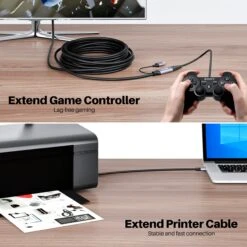 Active USB 3.0 Extension Cable With Signal Booster, Black(Gearit Active Usb Extension Cable 50 Feet With Signal Booster Cable Usb 3 0 Black) -GEARit Store Active 20Cable 5