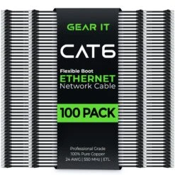Flexible Soft Boot Cat6 Ethernet Patch Cable, Black(Gearit Cat6 Ethernet Patch Cable Premium Flexible Soft Tab Snagless Rj45 Stranded 550mhz Utp Pure Bare Copper Wire 24awg Black) 21 Flexible Soft Boot Cat6 Ethernet Patch Cable, Black(Gearit Cat6 Ethernet Patch Cable Premium Flexible Soft Tab Snagless Rj45 Stranded 550mhz Utp Pure Bare Copper Wire 24awg Black) -GEARit Store Cat6FlexBlack100PK