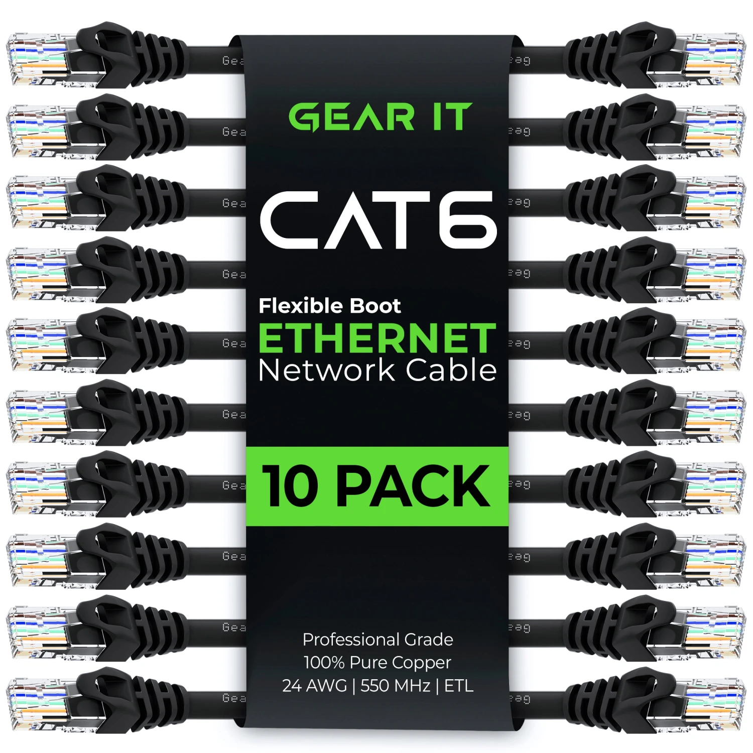 Flexible Soft Boot Cat6 Ethernet Patch Cable, Black(Gearit Cat6 Ethernet Patch Cable Premium Flexible Soft Tab Snagless Rj45 Stranded 550mhz Utp Pure Bare Copper Wire 24awg Black) 1 Flexible Soft Boot Cat6 Ethernet Patch Cable, Black(Gearit Cat6 Ethernet Patch Cable Premium Flexible Soft Tab Snagless Rj45 Stranded 550mhz Utp Pure Bare Copper Wire 24awg Black)