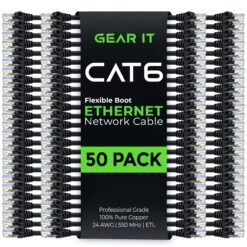 Flexible Soft Boot Cat6 Ethernet Patch Cable, Black(Gearit Cat6 Ethernet Patch Cable Premium Flexible Soft Tab Snagless Rj45 Stranded 550mhz Utp Pure Bare Copper Wire 24awg Black) 19 Flexible Soft Boot Cat6 Ethernet Patch Cable, Black(Gearit Cat6 Ethernet Patch Cable Premium Flexible Soft Tab Snagless Rj45 Stranded 550mhz Utp Pure Bare Copper Wire 24awg Black) -GEARit Store Cat6FlexBlack50PK