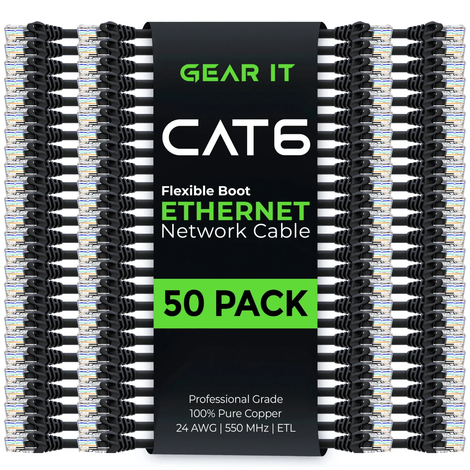 Flexible Soft Boot Cat6 Ethernet Patch Cable, Black(Gearit Cat6 Ethernet Patch Cable Premium Flexible Soft Tab Snagless Rj45 Stranded 550mhz Utp Pure Bare Copper Wire 24awg Black) 9 Flexible Soft Boot Cat6 Ethernet Patch Cable, Black(Gearit Cat6 Ethernet Patch Cable Premium Flexible Soft Tab Snagless Rj45 Stranded 550mhz Utp Pure Bare Copper Wire 24awg Black) - Image 9