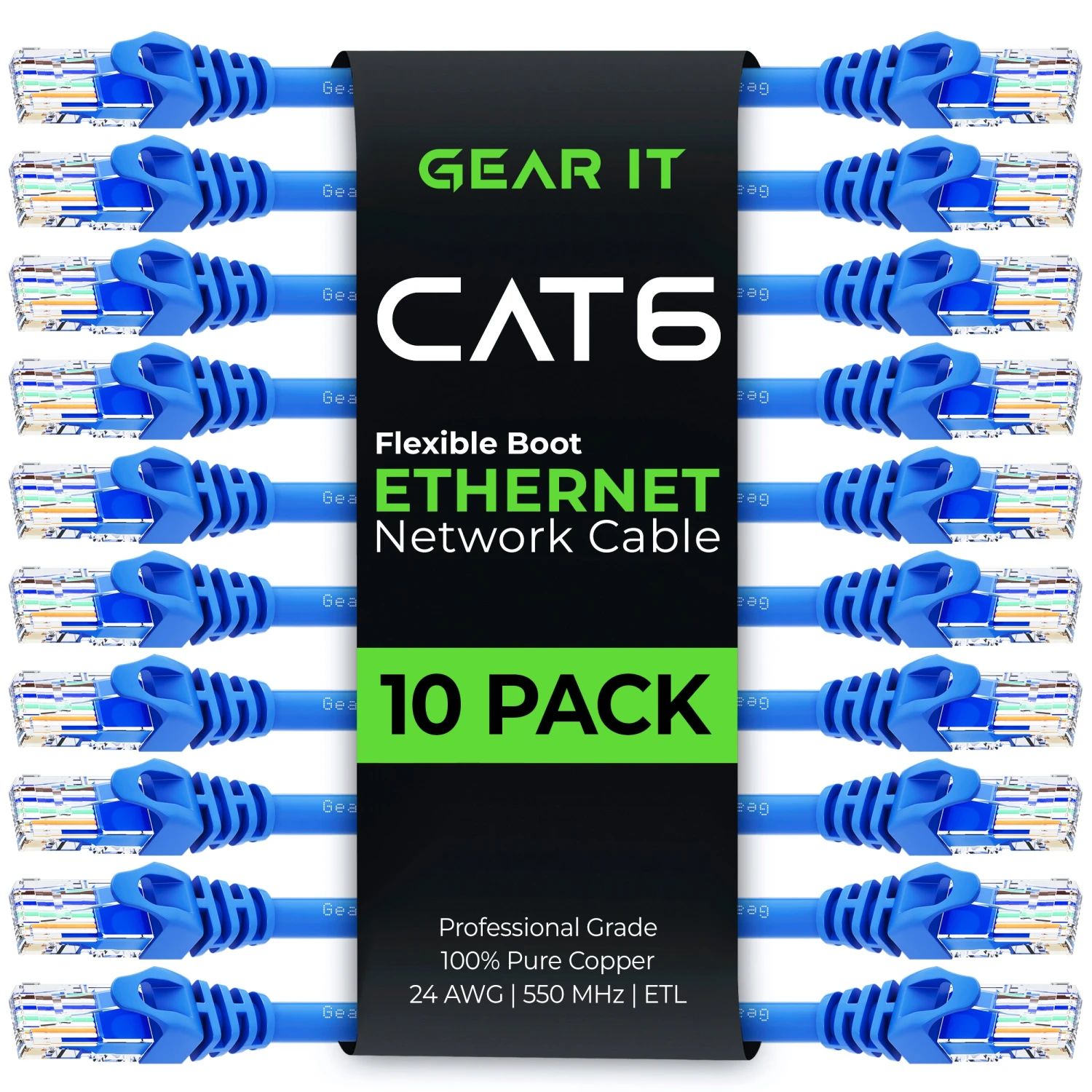 Flexible Soft Boot Cat6 Ethernet Patch Cable, Blue(Gearit Cat6 Ethernet Patch Cable Premium Flexible Soft Tab Snagless Rj45 Stranded 550mhz Utp Pure Bare Copper Wire 24awg Blue) 10 Flexible Soft Boot Cat6 Ethernet Patch Cable, Blue(Gearit Cat6 Ethernet Patch Cable Premium Flexible Soft Tab Snagless Rj45 Stranded 550mhz Utp Pure Bare Copper Wire 24awg Blue) - Image 10