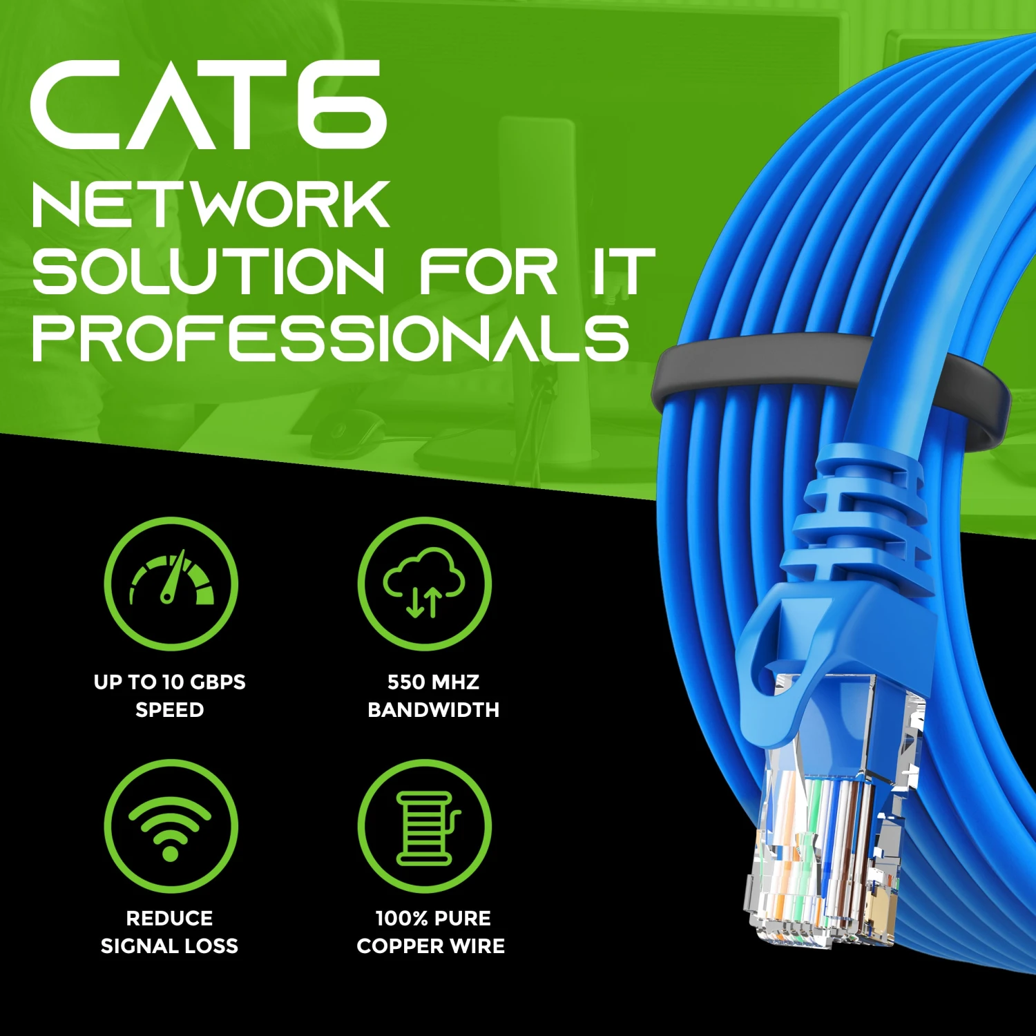 Flexible Soft Boot Cat6 Ethernet Patch Cable, Blue(Gearit Cat6 Ethernet Patch Cable Premium Flexible Soft Tab Snagless Rj45 Stranded 550mhz Utp Pure Bare Copper Wire 24awg Blue) 6 Flexible Soft Boot Cat6 Ethernet Patch Cable, Blue(Gearit Cat6 Ethernet Patch Cable Premium Flexible Soft Tab Snagless Rj45 Stranded 550mhz Utp Pure Bare Copper Wire 24awg Blue) - Image 6