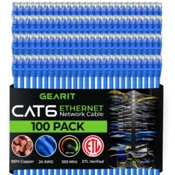 Cat 6 Ethernet Patch Cable (100-Pack)(Cat 6 Ethernet Patch Cable 100 Pack) -GEARit Store Cat6 BU 100PK