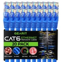 Cat 6 Ethernet Patch Cable (20-Pack)(Cat 6 Ethernet Patch Cable 20 Pack) -GEARit Store Cat6 BU 20PK