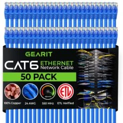 Cat 6 Ethernet Patch Cable (50-Pack)(Cat 6 Ethernet Patch Cable 50 Pack) 29 Cat 6 Ethernet Patch Cable (50-Pack)(Cat 6 Ethernet Patch Cable 50 Pack) -GEARit Store Cat6 BU 50PK