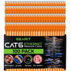 Cat 6 Ethernet Patch Cable (100-Pack)(Cat 6 Ethernet Patch Cable 100 Pack) -GEARit Store Cat6 OR 100PK