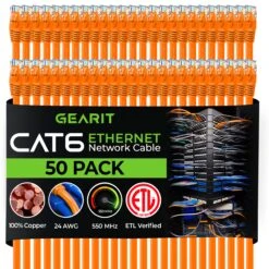 Cat 6 Ethernet Patch Cable (50-Pack)(Cat 6 Ethernet Patch Cable 50 Pack) 38 Cat 6 Ethernet Patch Cable (50-Pack)(Cat 6 Ethernet Patch Cable 50 Pack) -GEARit Store Cat6 OR 50PK