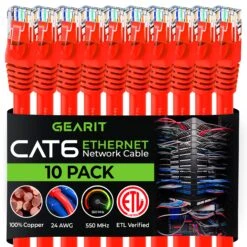 Cat 6 Ethernet Patch Cable (10-Pack)(Cat 6 Ethernet Patch Cable 10 Pack) -GEARit Store Cat6 RD 10PK