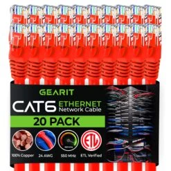 Cat 6 Ethernet Patch Cable (20-Pack)(Cat 6 Ethernet Patch Cable 20 Pack) -GEARit Store Cat6 RD 20PK