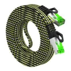 Cat 7 Ethernet Cable 10 Feet - 32 AWG Flat Patch Cable - Nylon Braided(Gearit Cat 7 Ethernet Cable 10 Feet 32 Awg Flat Patch Cable Nylon Braided)
