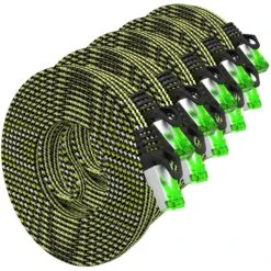 Cat 7 Ethernet Cable 15 Feet - 32 AWG Flat Patch Cable - Nylon Braided(Gearit Cat 7 Ethernet Cable 15 Feet 32 Awg Flat Patch Cable Nylon Braided) -GEARit Store Cat7 15FT 5PK