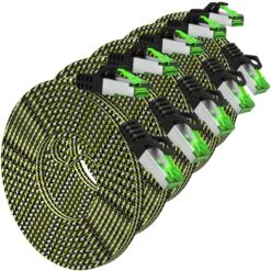 Cat7 Ethernet Cable 5 Feet - 32 AWG Flat Patch Cable - Nylon Braided(Gearit Cat 7 Ethernet Cable 5 Feet 32 Awg Flat Patch Cable Nylon Braided) -GEARit Store Cat7 5FT 5PK