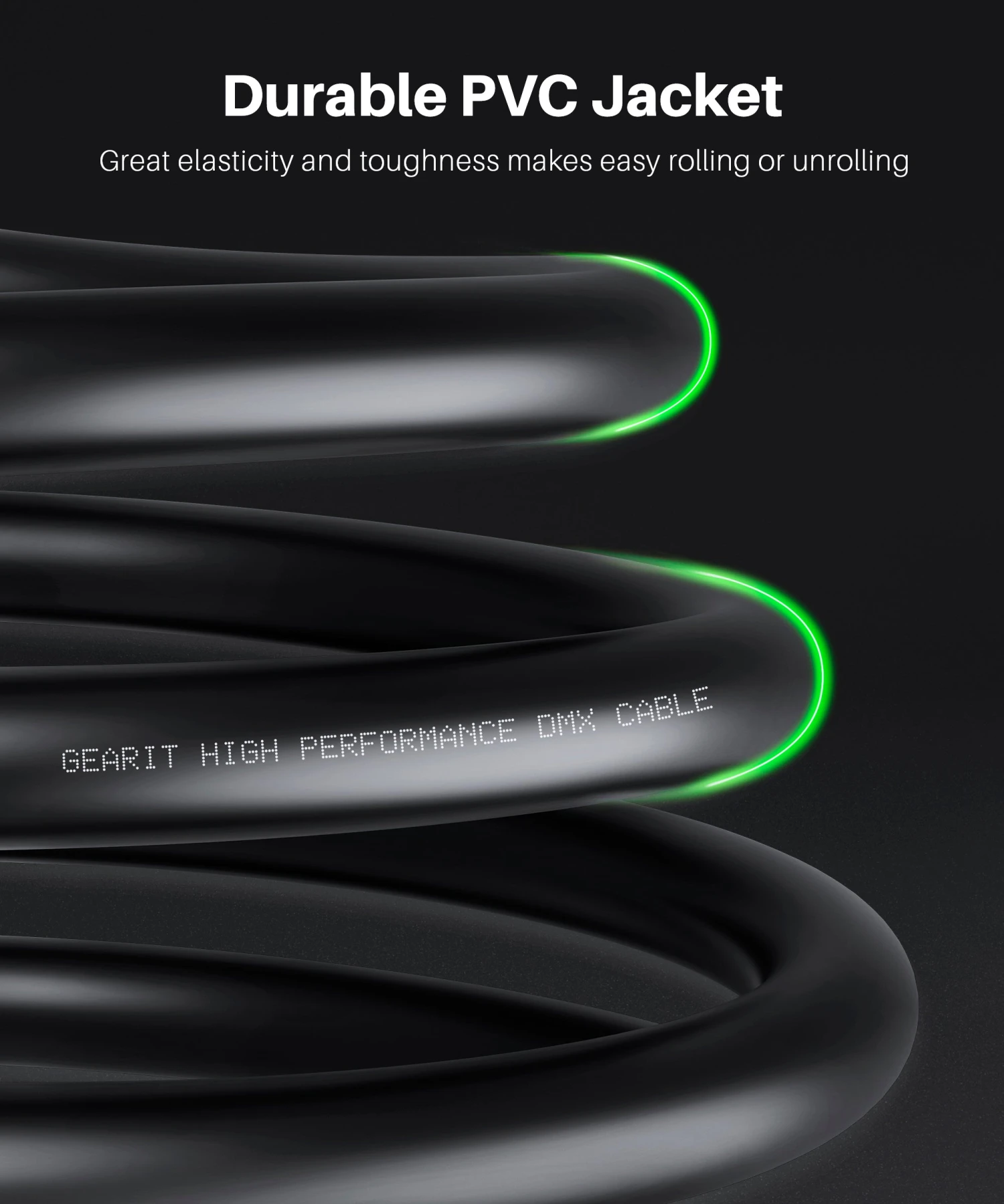 DMX Extension Cable For Stage Lighting 2-Pack, Black(Gearit 2 Pack Dmx Male To Dmx Female Stage Lighting Cable Xlr Compatible Black) 3 DMX Extension Cable For Stage Lighting 2-Pack, Black(Gearit 2 Pack Dmx Male To Dmx Female Stage Lighting Cable Xlr Compatible Black) - Image 3