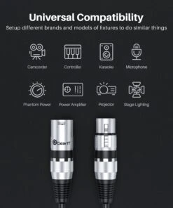 DMX Extension Cable For Stage Lighting 2-Pack, Black(Gearit 2 Pack Dmx Male To Dmx Female Stage Lighting Cable Xlr Compatible Black) 14 DMX Extension Cable For Stage Lighting 2-Pack, Black(Gearit 2 Pack Dmx Male To Dmx Female Stage Lighting Cable Xlr Compatible Black) -GEARit Store DMX BK 4