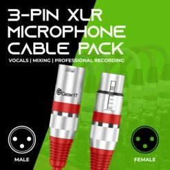 XLR Male To Female Microphone Extension Cable, Multicolor(Gearit Xlr Male To Female Microphone Extension Cable Multicolor) -GEARit Store GDI XLR MF 1HFT MC 6PK 02