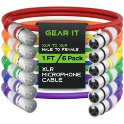 XLR Male To Female Microphone Extension Cable, Multicolor(Gearit Xlr Male To Female Microphone Extension Cable Multicolor) -GEARit Store GDI XLR MF 1HFT MC 6PK 6ef623c6 f38f 4b41 974a 720b15ddf4ca
