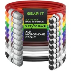 XLR Male To Female Microphone Extension Cable, Multicolor(Gearit Xlr Male To Female Microphone Extension Cable Multicolor) -GEARit Store GDI XLR MF 3FT MC 10PK