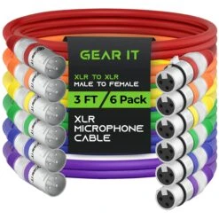 XLR Male To Female Microphone Extension Cable, Multicolor(Gearit Xlr Male To Female Microphone Extension Cable Multicolor) -GEARit Store GDI XLR MF 3FT MC 6PK