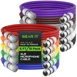 XLR Male To Female Microphone Extension Cable, Multicolor(Gearit Xlr Male To Female Microphone Extension Cable Multicolor) -GEARit Store GDI XLR MF 6FT MC 10PK