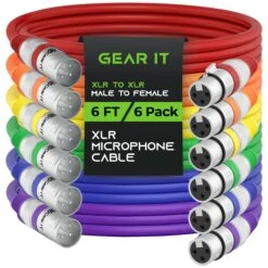 XLR Male To Female Microphone Extension Cable, Multicolor(Gearit Xlr Male To Female Microphone Extension Cable Multicolor) -GEARit Store GDI XLR MF 6FT MC 6PK
