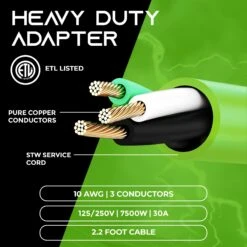 30 Amp NEMA 10-30P To Dual NEMA 10-30R Splitter Power Cord Adapter - 3 Prong STW 10AWG 3C(30 Amp Nema 10 30p To Dual Nema 10 30r Splitter Power Cord Adapter 3 Prong Stw 10awg 3c) -GEARit Store GI 1030P 1030R2 SPT 3