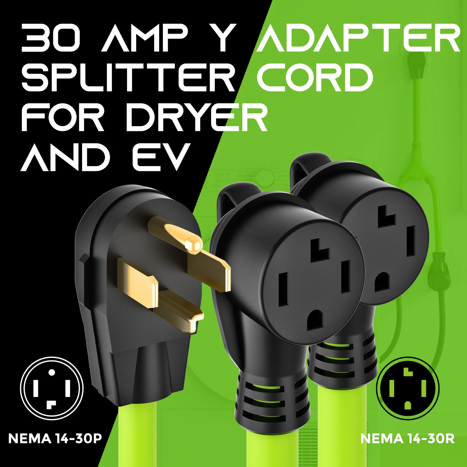 30 Amp NEMA 14-30P To Dual NEMA 14-30R Splitter Power Cord Adapter - 4 Prong STW 10AWG 4C(30 Amp Nema 14 30p To Dual Nema 14 30r Splitter Power Cord Adapter 4 Prong Stw 10awg 4c) 2 30 Amp NEMA 14-30P To Dual NEMA 14-30R Splitter Power Cord Adapter - 4 Prong STW 10AWG 4C(30 Amp Nema 14 30p To Dual Nema 14 30r Splitter Power Cord Adapter 4 Prong Stw 10awg 4c) - Image 2