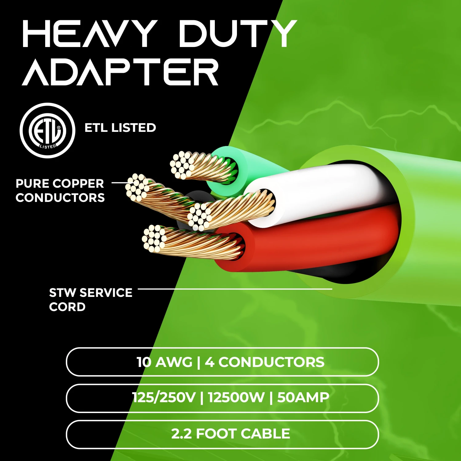 30 Amp NEMA 14-30P To Dual NEMA 14-30R Splitter Power Cord Adapter - 4 Prong STW 10AWG 4C(30 Amp Nema 14 30p To Dual Nema 14 30r Splitter Power Cord Adapter 4 Prong Stw 10awg 4c) 3 30 Amp NEMA 14-30P To Dual NEMA 14-30R Splitter Power Cord Adapter - 4 Prong STW 10AWG 4C(30 Amp Nema 14 30p To Dual Nema 14 30r Splitter Power Cord Adapter 4 Prong Stw 10awg 4c) - Image 3