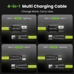GEARit Lifestyle Series - 4-in-1 Silicone 100W USB-C Cable Fast Charging, 4 Feet(Gearit Lifestyle Series 4 In 1 Silicone 100w Usb C Cable Fast Charging) -GEARit Store GI 4IN1 100W WK20 GR 3 73d38d09 0d6b 4077 adab b2a8f40e6d09