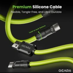 GEARit Lifestyle Series - 4-in-1 Silicone 100W USB-C Cable Fast Charging, 4 Feet(Gearit Lifestyle Series 4 In 1 Silicone 100w Usb C Cable Fast Charging) -GEARit Store GI 4IN1 100W WK20 GR 8