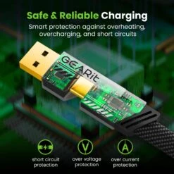 GEARit Lifestyle Series - 4-in-1 100W Flat USB-C Cable Fast Charging, 4.6 Feet(Gearit Lifestyle Series 4 In 1 Silicone 100w Usb C Cable Fast Charging 1) -GEARit Store GI 4IN1 100W WK25 BK 5 b26e4360 00d9 4f14 8dbb cbfb6336bd12