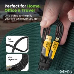 GEARit Lifestyle Series - 4-in-1 100W Flat USB-C Cable Fast Charging, 4.6 Feet(Gearit Lifestyle Series 4 In 1 Silicone 100w Usb C Cable Fast Charging 1) -GEARit Store GI 4IN1 100W WK25 BK 8