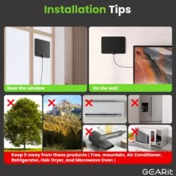 Flat Indoor HDTV Antenna With Amplifier(Flat Indoor Hdtv Antenna With Amplifier) -GEARit Store GI ANT 1003 BK 6