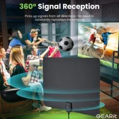 Flat Indoor HDTV Antenna With Amplifier(Flat Indoor Hdtv Antenna With Amplifier) -GEARit Store GI ANT 1003 BK 7