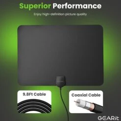 Flat Indoor HDTV Antenna With Amplifier(Flat Indoor Hdtv Antenna With Amplifier) -GEARit Store GI ANT 1003 BK 8