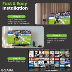 Indoor TV Antenna, 360° Amplified Signal, 16ft Coaxial(Indoor Tv Antenna 360 Amplified Signal 16ft Coaxial) -GEARit Store GI ANT 2028 BK 5 caa56e23 5e8b 44ce 838c 7a27db9883cb