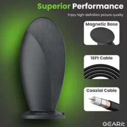 Indoor TV Antenna, 360° Amplified Signal, 16ft Coaxial(Indoor Tv Antenna 360 Amplified Signal 16ft Coaxial) -GEARit Store GI ANT 2028 BK 8