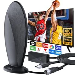 Indoor TV Antenna, 360° Amplified Signal, 16ft Coaxial(Indoor Tv Antenna 360 Amplified Signal 16ft Coaxial)