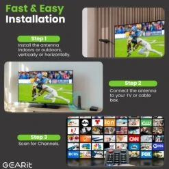 Indoor TV Antenna, 360° Amplified Signal, 9.8ft Coaxial(Indoor Tv Antenna 360 Amplified Signal 9 8ft Coaxial) -GEARit Store GI ANT 2034 BK 5 6461abe9 4c08 4695 ad87 9e762df8a531