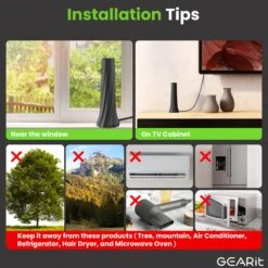 Indoor TV Antenna, 360° Amplified Signal, 9.8ft Coaxial(Indoor Tv Antenna 360 Amplified Signal 9 8ft Coaxial) -GEARit Store GI ANT 2034 BK 6 3638a405 0832 4ca6 b272 b83b870794e7